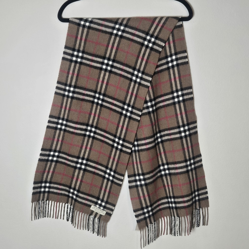 Burberry London Cashmere Nova Check Scarf 55" x 12" Made In Scotland Vintage
